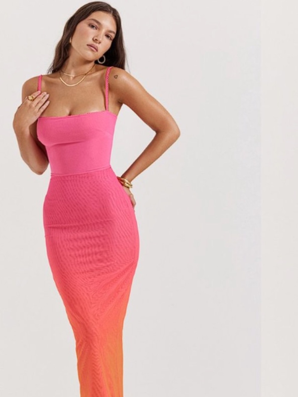 House of CB Hot Pink Spaghetti-Strap Maxi Dress